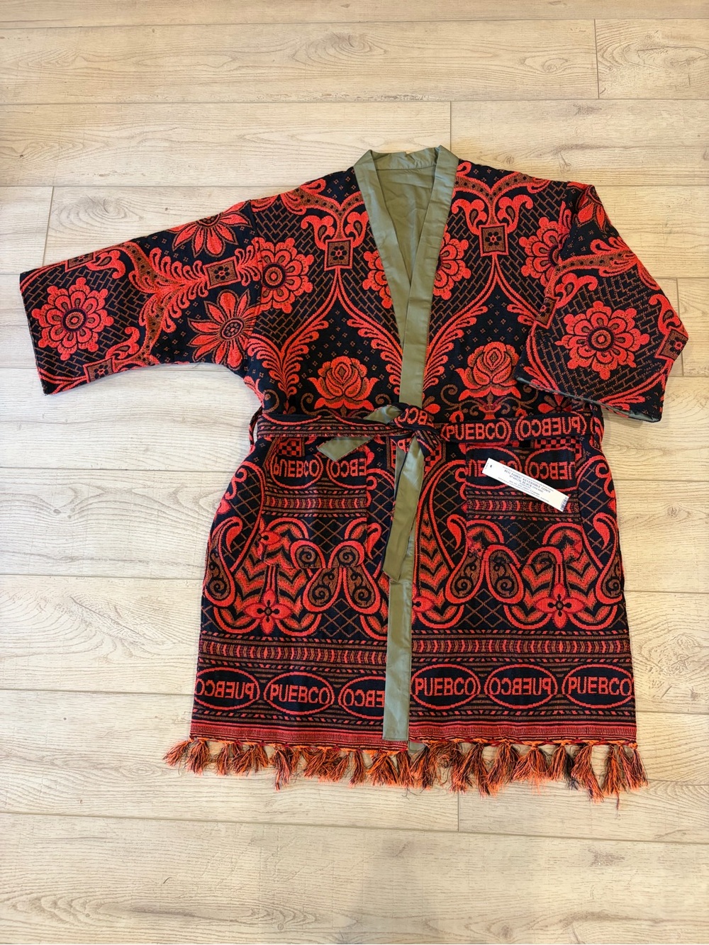 Puebco Japan Reversible Blanket Kimono Coat Robe OS - Picture 3 of 7